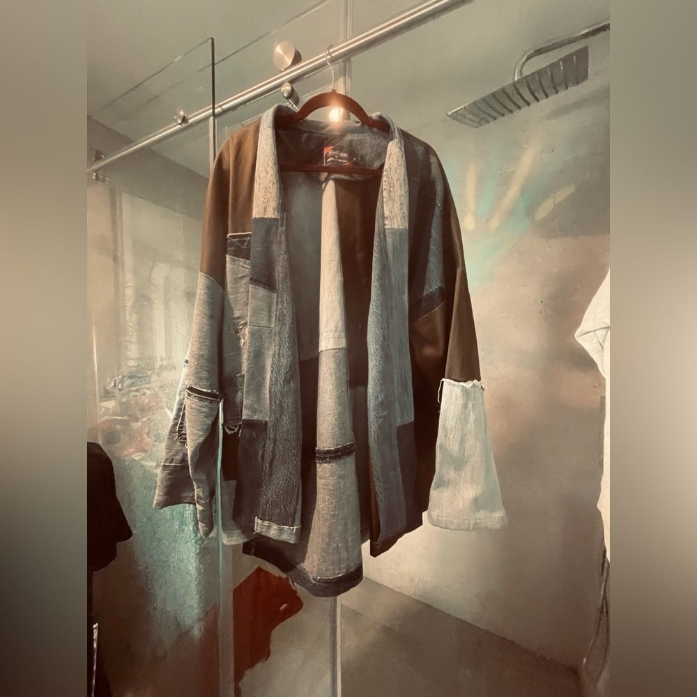 Kimono Spring Jacket - XL - Blue Green - Long-sleeve - unisex - Y2k Spring Coat